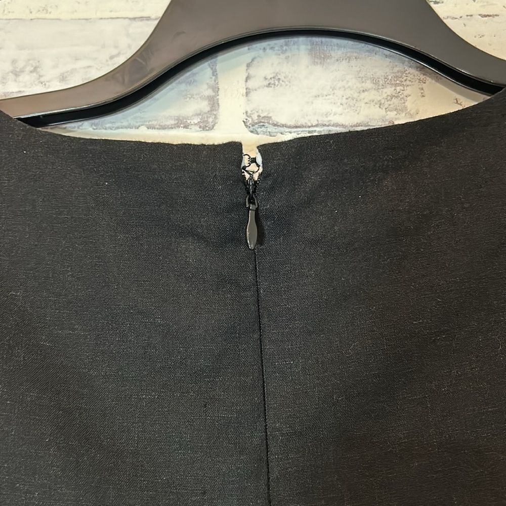 Nina Leonard Floral Cut Out Sleeveless Black Linen Blend Shift Dress Size 8 - Picture 5 of 7